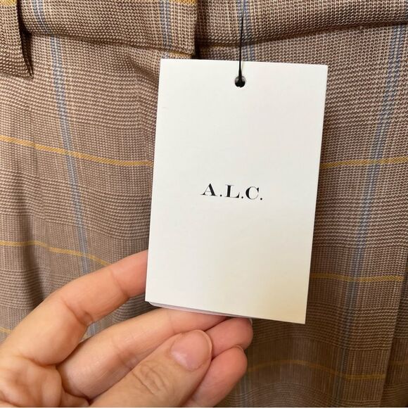 A.L.C. Fynn Plaid Straight-Leg Pants in Tawny Plaid 2 NWT - Picture 8 of 16